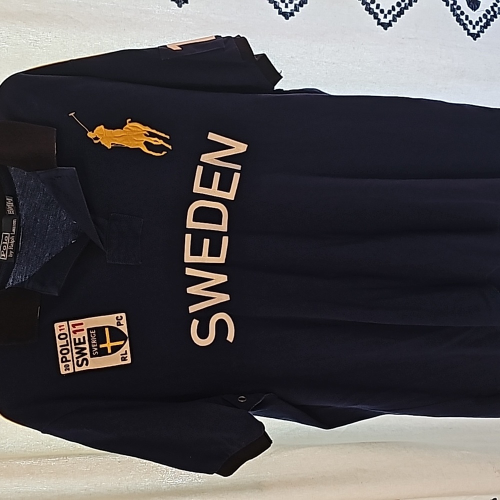 Men's polo collar shirt XXL blue and yellow Sweden